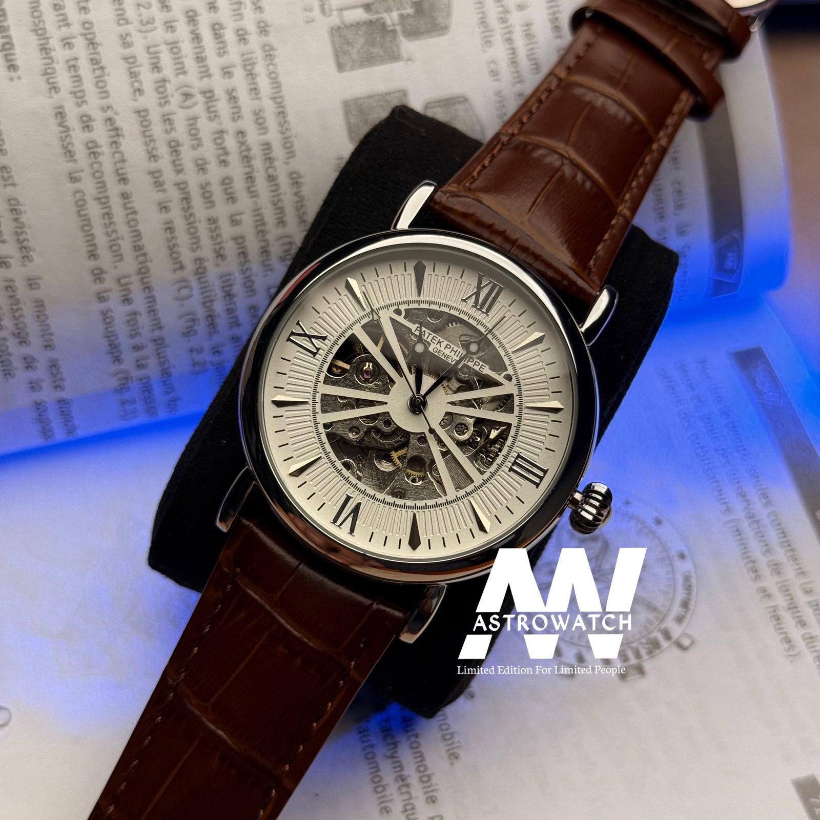 P.P SKELETON LEATHER AUTOMATIC SILVER WHITE — photograph 4
