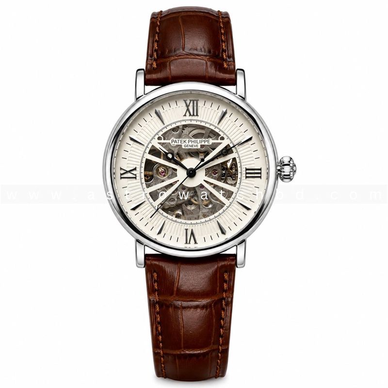 P.P SKELETON LEATHER AUTOMATIC SILVER WHITE