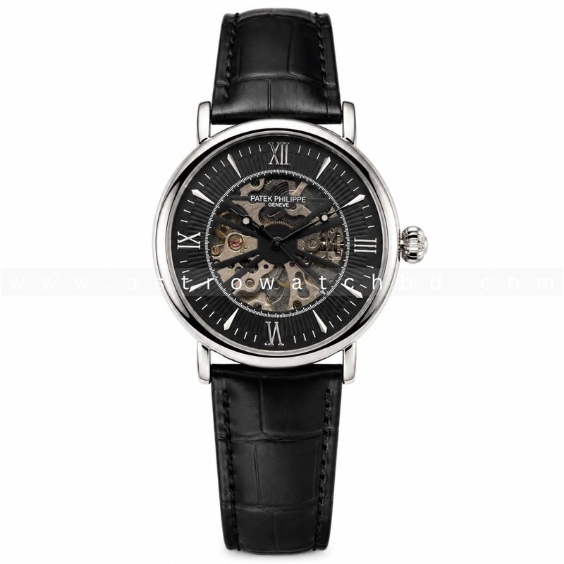 P.P SKELETON LEATHER AUTOMATIC SILVER BLACK